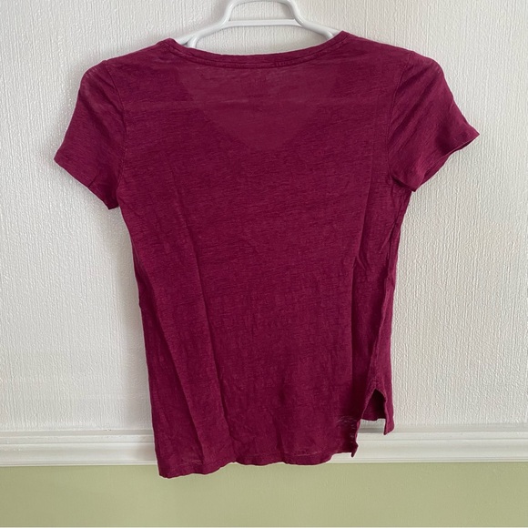 POLO Ralph Lauren High-Low Style Wine/Maroon V Neck Tee - Picture 5 of 5